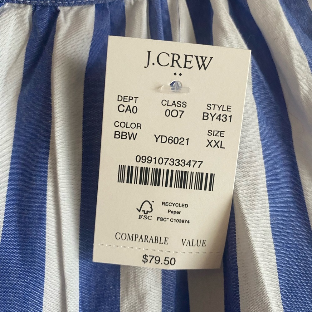 J. Crew Blue and White Striped Halter shirt - Picture 3 of 5